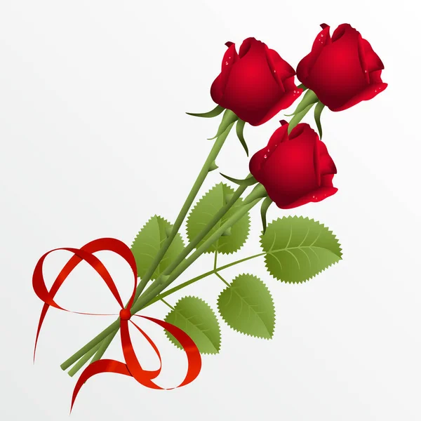 白い背景に3本の赤いバラ — ストックベクタ