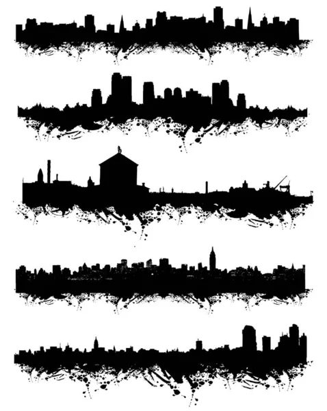 Grunge Stadtsilhouette Für Ihr Design — Stockvektor