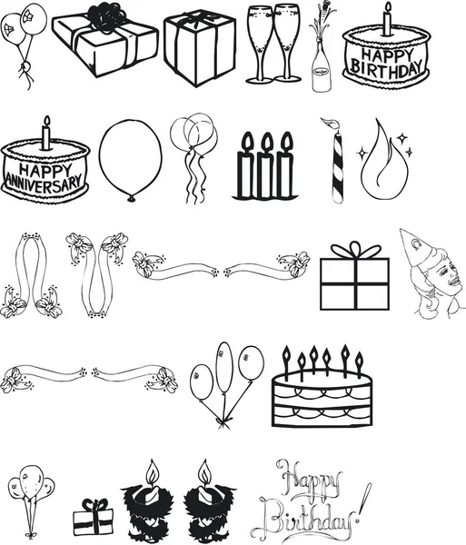 Illustration Birthday Silouettes Vector — Stock Vector