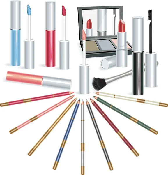 Set Makeup Objects Vector Illustration — Stock Vector