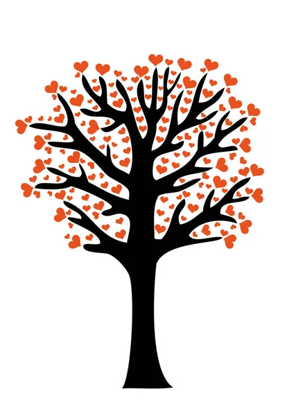 Baum Mit Herzblättern Vektorhintergrund — Stockvektor