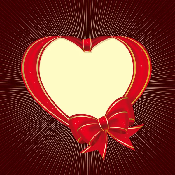 Yay Ile Sevgililer Için Yürekten Kırmızı Kurdele — Stok Vektör