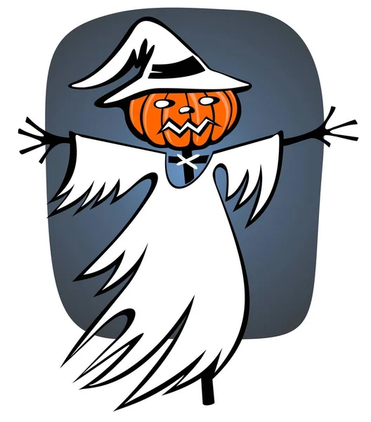 Espantalho Desenhos Animados Fundo Escuro Ilustração Halloween —  Vetores de Stock