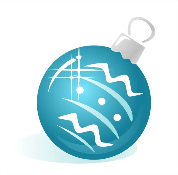 Modrý Vánoční Míč Bílém Pozadí Vánoční Ilustrace — Stockový vektor