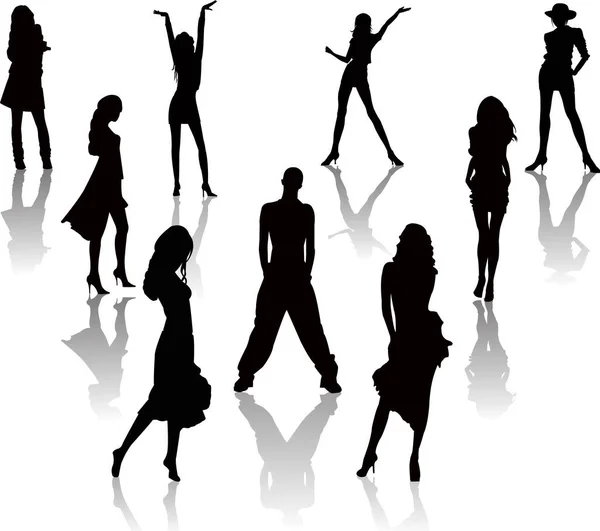 Sexy Silhouettes Vector Image Color Illustration — Stock Vector