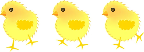 Vektor Illustration För Tre Kycklingar Rörelse Rolig Och Söt — Stock vektor