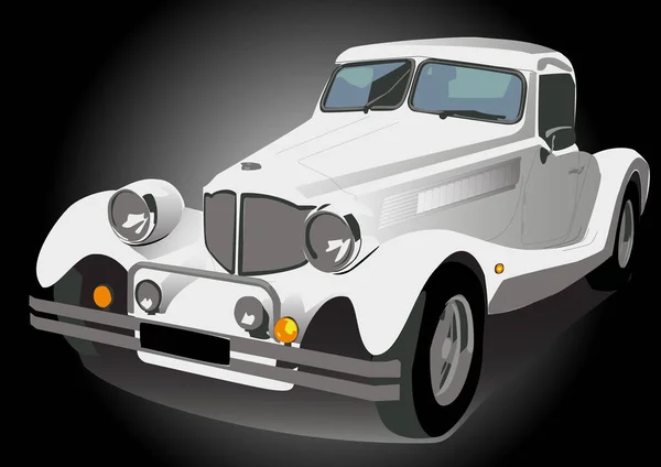 Vector Illustratie Wite Vintage Retro Auto Geïsoleerd — Stockvector