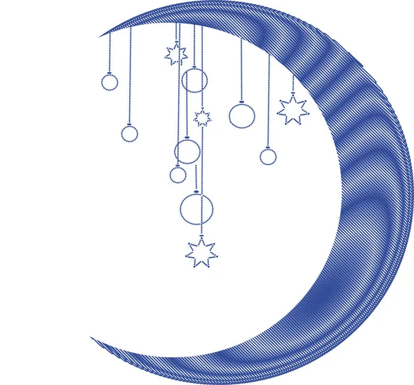 Різдвяний Орнамент Блакитним Місяцем — стоковий вектор