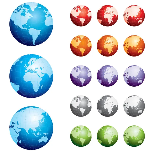 Hochdetaillierte Handgezeichnete Globen Gruppiert Für Eine Einfache Bearbeitung Bitte Überprüfen — Stockvektor