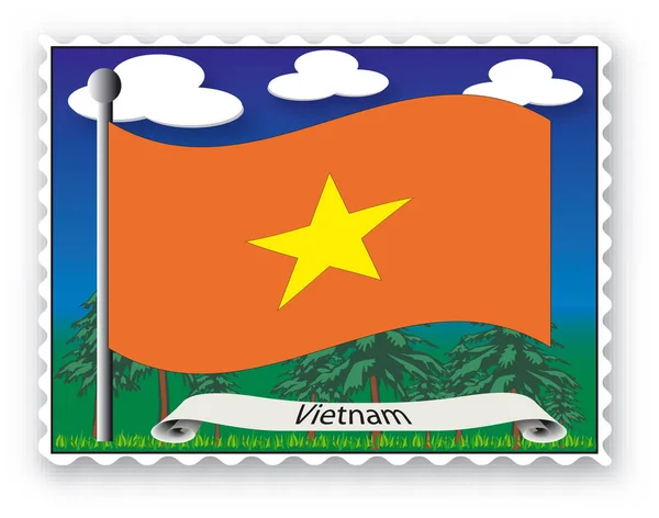 Stämpel Med Flagga Från Vietnam Vektor Bild Färg Illustration — Stock vektor