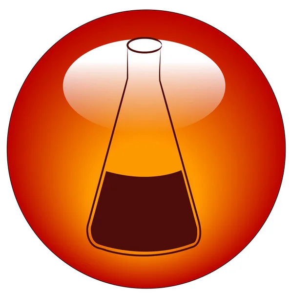 Иконка Кнопка Лабораторной Колбы Раствором — стоковый вектор