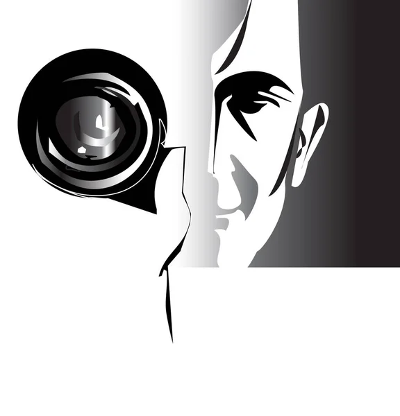 Photographer Black White Illustration Logo — Stock Vector