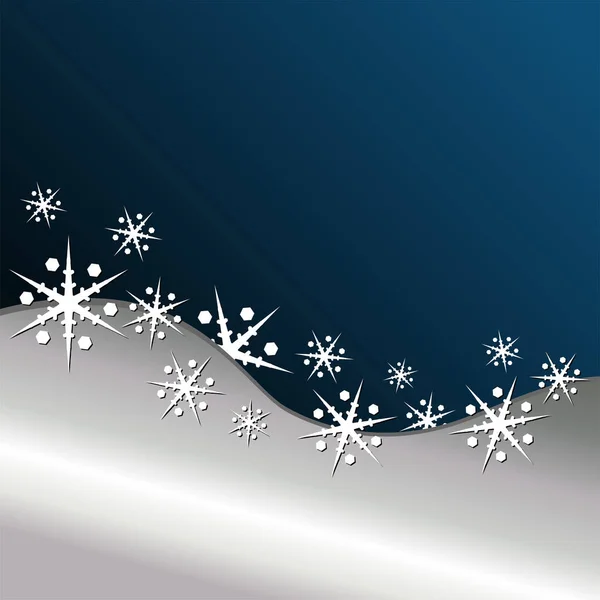 青と銀の背景の上の雪の結晶パターン — ストックベクタ