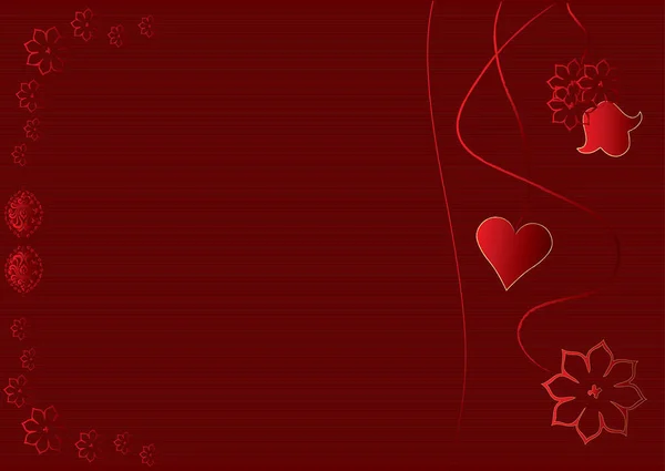 Dia Dos Namorados Ilustração Vetorial Com Coração Vermelho Flores — Vetor de Stock
