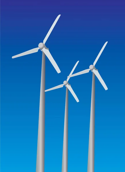 Plantas Energia Eólica Fundo Céu Cor Azul — Vetor de Stock