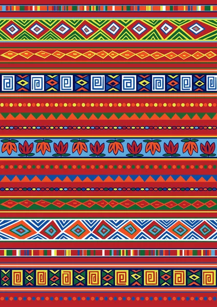 Vector Set Including Ethnic African Pattern Multicolored Typical Elements — Stock Vector