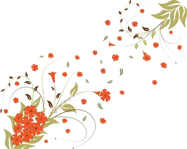 Весняний Квітковий Векторний Орнамент Листям Квітами — стоковий вектор