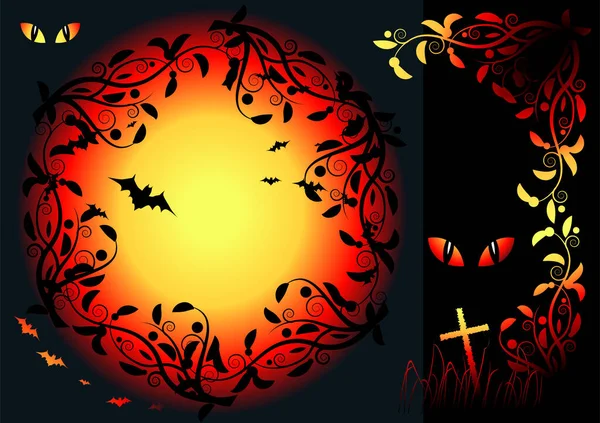 Halloween Natt Bakgrund Vektor Illustration — Stock vektor