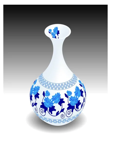 Vector Illustration China Porcelain Pottery Vase Pitcher — 스톡 벡터