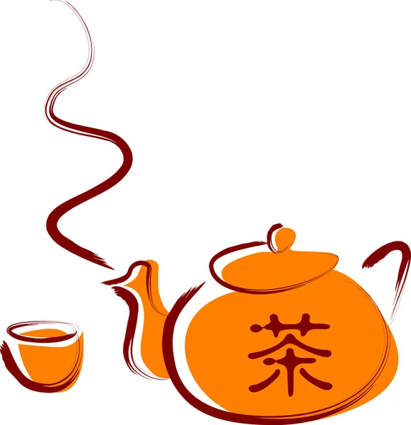 Vektor Ilustrace Pro Tradiční Porcelánový Čajový Set Pro Čínský Čaj — Stockový vektor