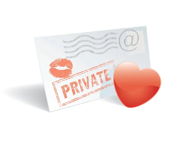 Love Mail Envelope Coração Batom Imprimir — Vetor de Stock