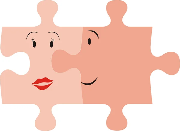 Konzeptionelle Illustration Von Zwei Puzzleteilen Mit Gesichtern — Stockvektor