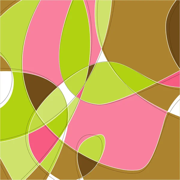 Retro Swirl Loopy Background Stylish Pink Green Brown Shapes Easy — Stock Vector