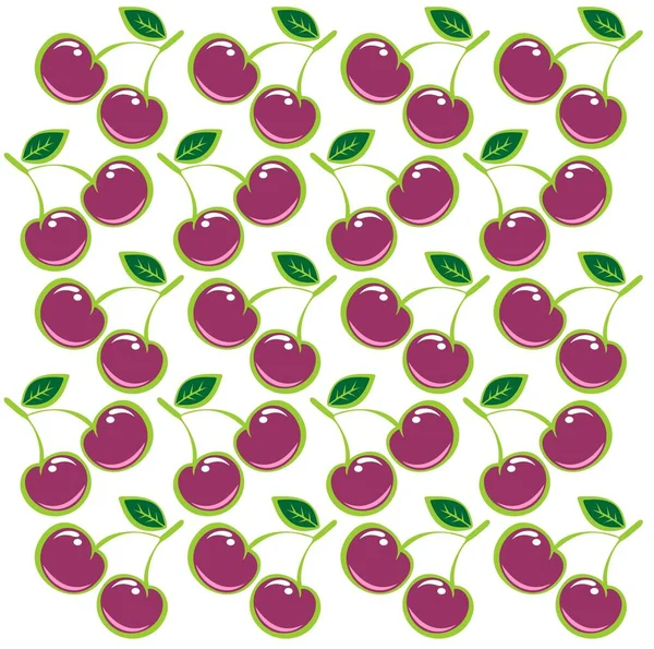 Zdobené Cherry Vzorek Izolovaných Modrém Pozadí — Stockový vektor