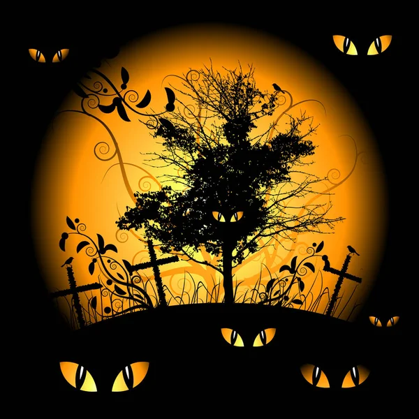 Bild Der Halloween Nacht Farbige Illustration — Stockvektor