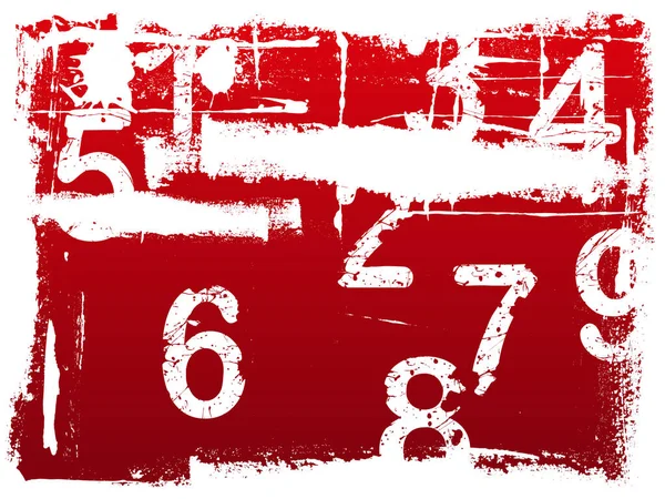 Illustrazione Del Grunge Rosso Con Numeri Incisi Acidi Vettore Stratificato — Vettoriale Stock