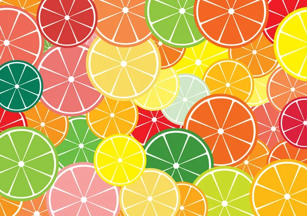 Citrusové Řezy Mnohobarevné Pozadí Vektorová Ilustrace — Stockový vektor