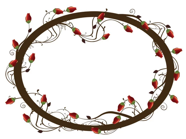 Illustration Von Rosen Auf Einem Rahmen Floralen Hintergrund — Stockvektor