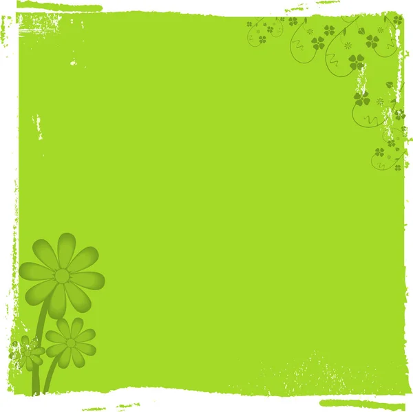 Fond Vert Tourmenté Avec Marguerites Coins Floraux — Image vectorielle