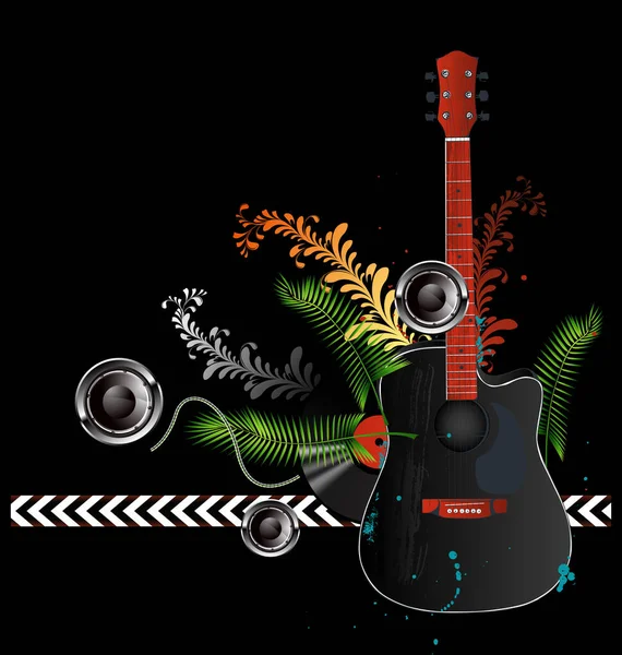 Vektor Gitarre Sechs Saiten Musikinstrument — Stockvektor