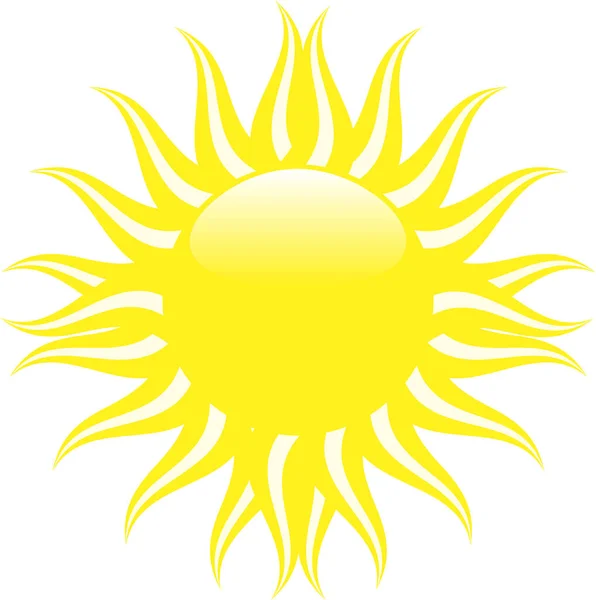 Sol Amarillo Brillante Con Rayos Amarillos Blancos — Vector de stock