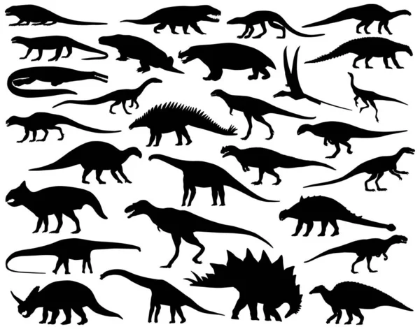 Collection Vector Outlines Dinosaurs — Stock Vector