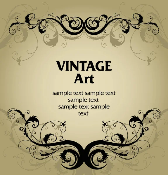 Vector Vintage Template Frame Bloemstijl — Stockvector