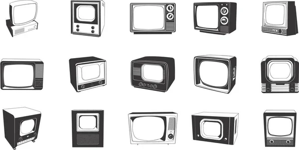 様々なレトロテレビの滑らかなベクトルEpsイラストのコレクション — ストックベクタ