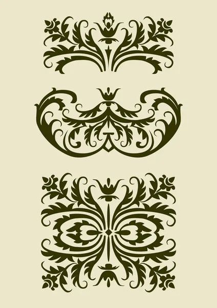 Ornements Vectoriels Dans Style Baroque Fleur Isoler Les Éléments Conception — Image vectorielle