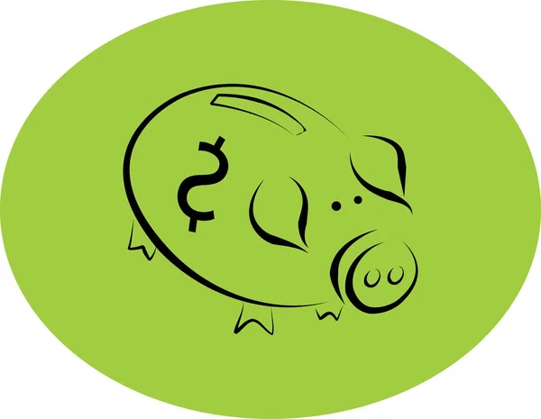Illustration Eines Sparschweins Mit Dollarzeichen Auf Der Seite — Stockvektor