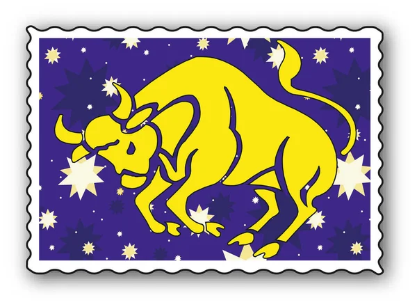Stämpel Med Zodiac Bull — Stock vektor
