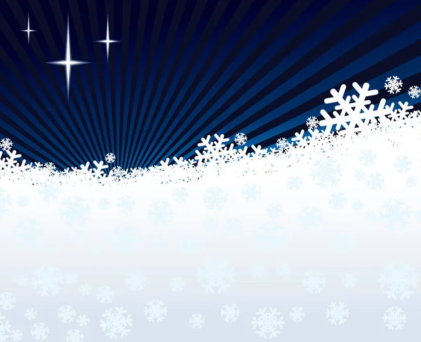 冬の夜の背景 輝く星と白い雪 — ストックベクタ