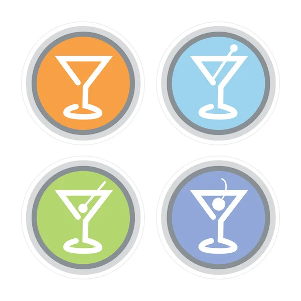 Colorful Martini Glass Icons Easy Edit File Makes Changing Colors — Stock Vector