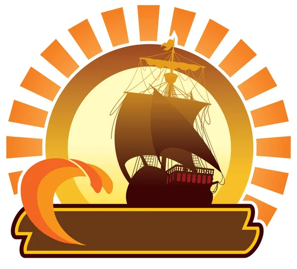 Summer Icon Ship Sun — Stock Vector