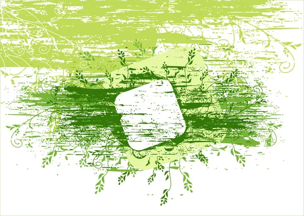 Vector Grunge Groene Bloemige Achtergrond Met Banner Voor Tekst — Stockvector