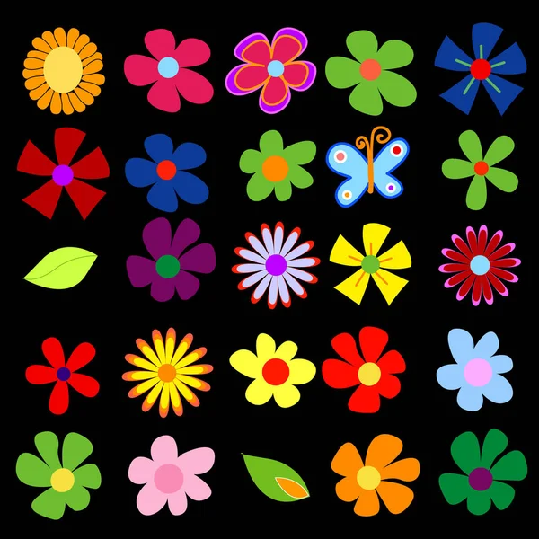 Kolorowe Wiosenne Kwiaty Wektor Ilustracja — Wektor stockowy