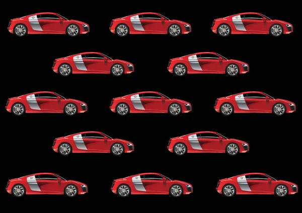 Nowoczesny Samochód Czerwony Kolor Izolowany Czarnym Tle Bez Szwu — Wektor stockowy