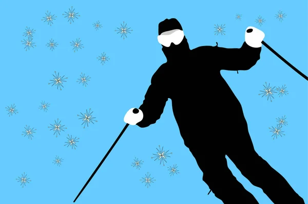 雪の中のスキーヤーのベクトル — ストックベクタ