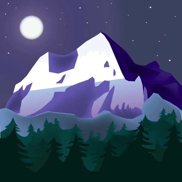 Montanhas Luz Lua — Vetor de Stock