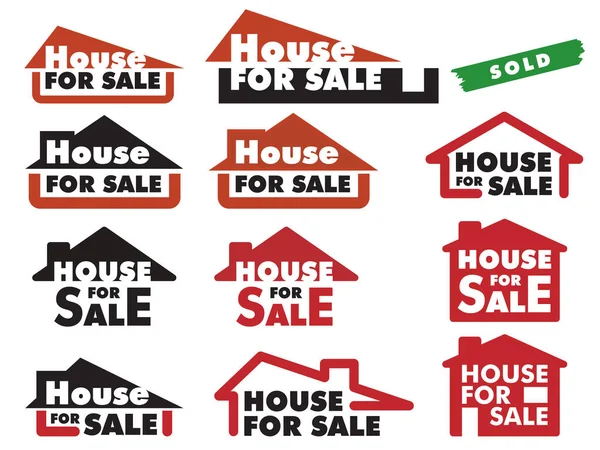 Variety Simple Signs Selling House — Stock Vector